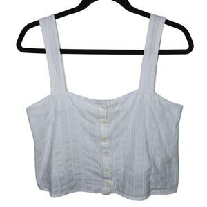 Lisa Says Gah Eyelet Tank Crop Top S Button Front Square Neck Cottage Prairie